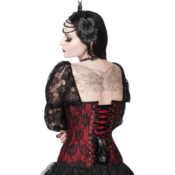 Lempi Lace Overlay Maroon Corset with Sleeves