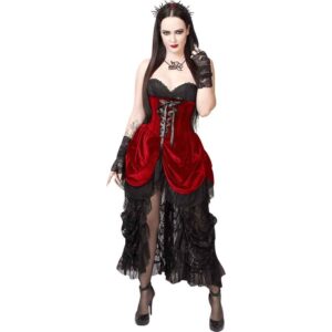 Finnur Red and Black Gothic Underbust Corset Skirt
