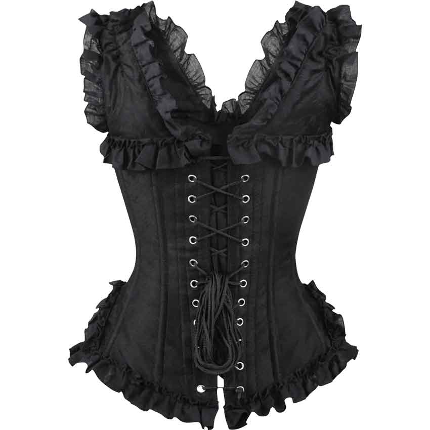 Black Brocade Victorian Gothic Overbust Corset