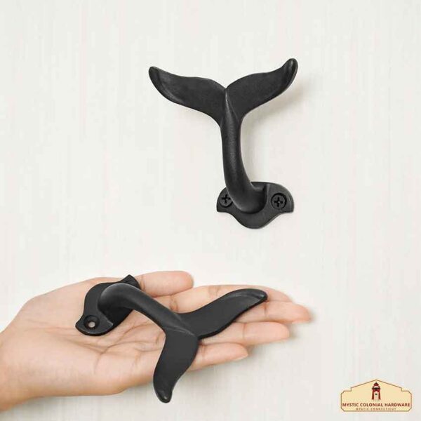 Nautical Whale Tail Wall Hooks - Set of 2