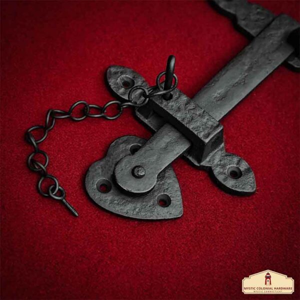 Black Iron Heart Locking Door Latch