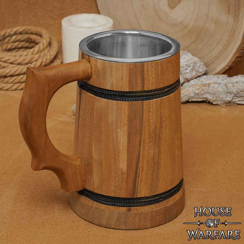 Pirate Of The Seven Seas Wooden Tankard - Light Finish