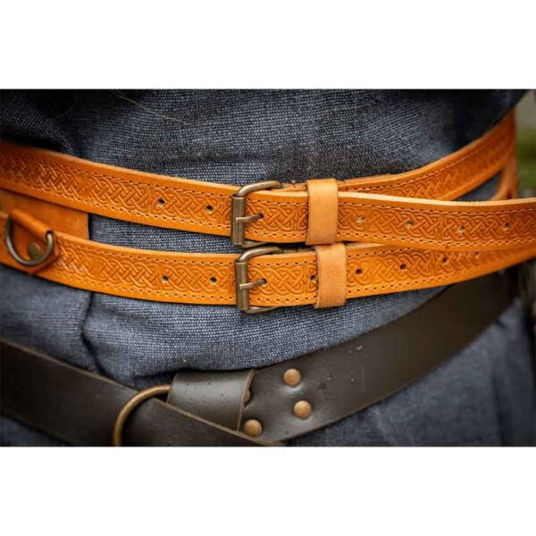 Axel Double Viking Belt - Cognac Brown