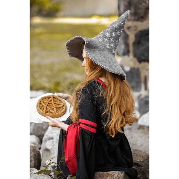 Star Wool Witch Hat - Grey