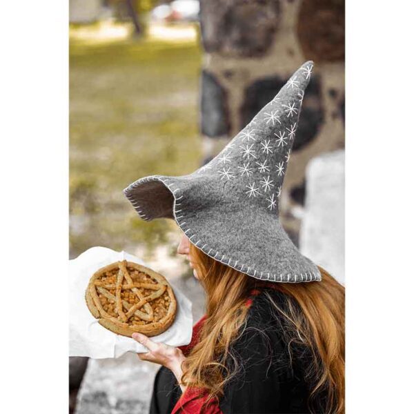 Star Wool Witch Hat - Grey