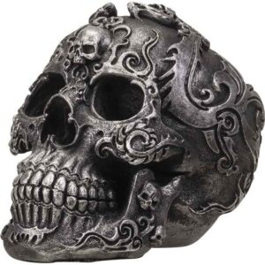 Silver Baroque Skull Statue