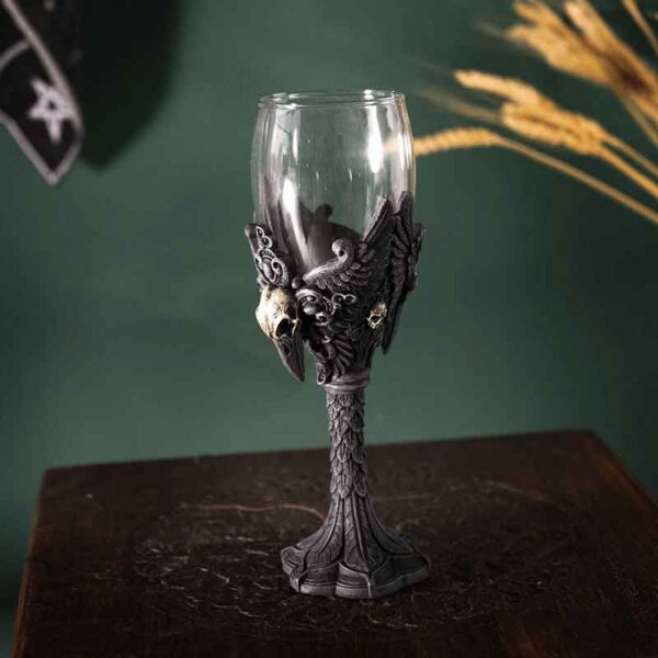 Gothic Raven Wine Glass