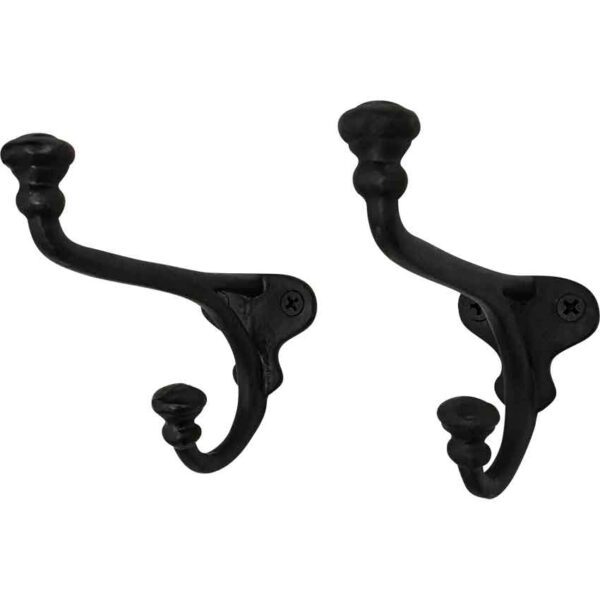 Rustic Cast Iron Wall Hooks - Set of 2