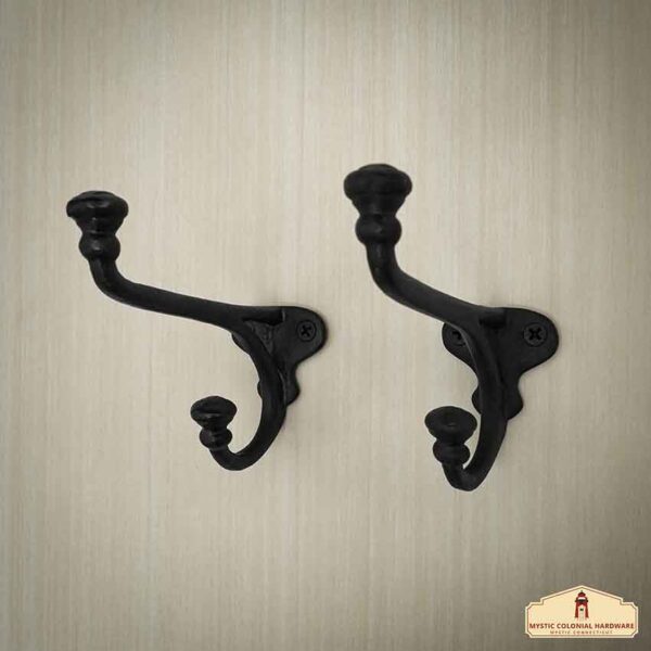 Rustic Cast Iron Wall Hooks - Set of 2