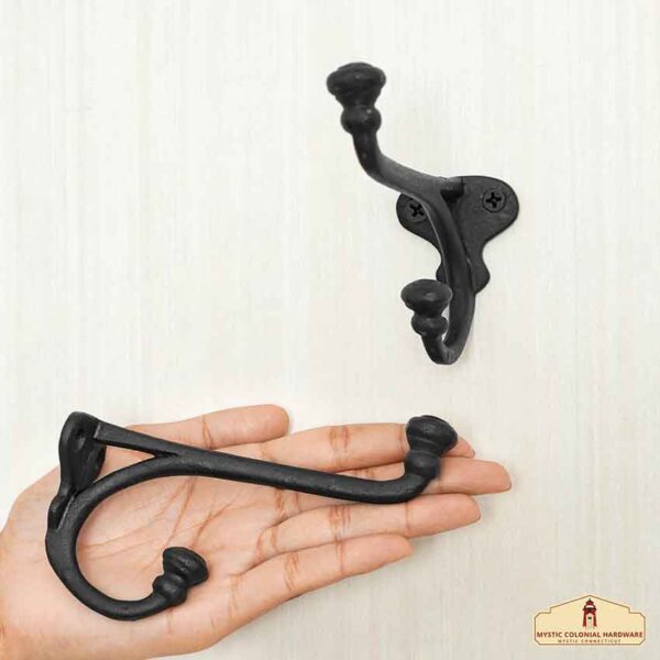 Rustic Cast Iron Wall Hooks - Set of 2