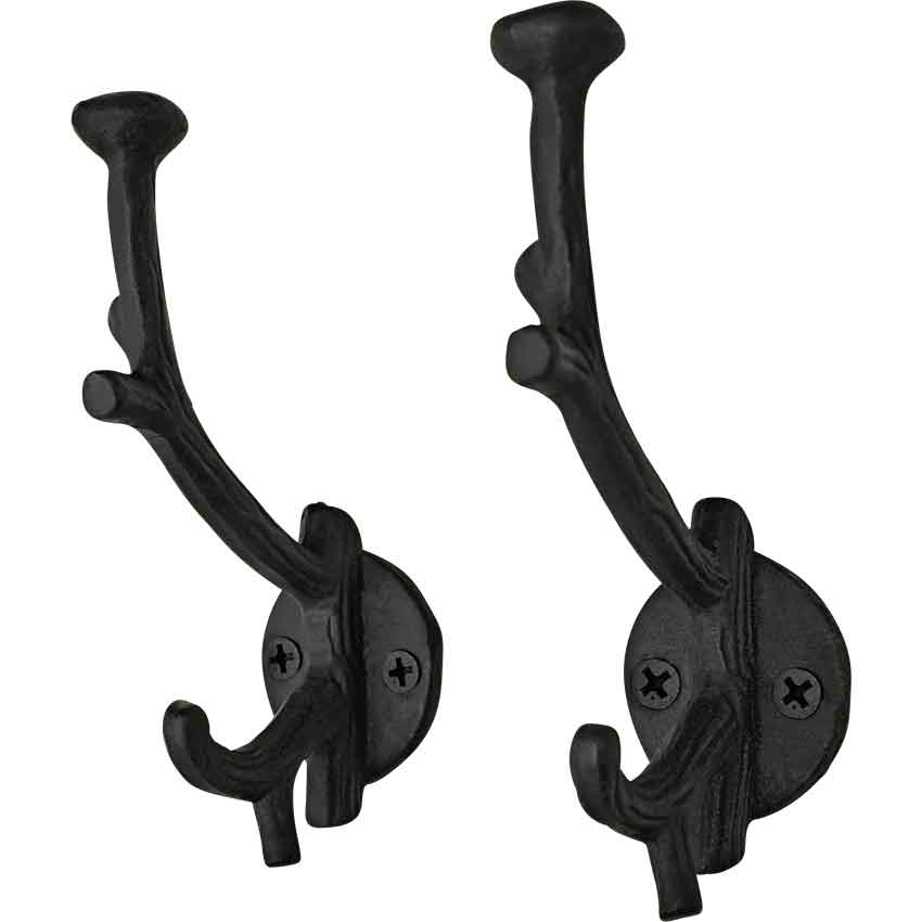 Tree Branch Double Wall Hook Cast Iron Towel Coat Hat Hanger