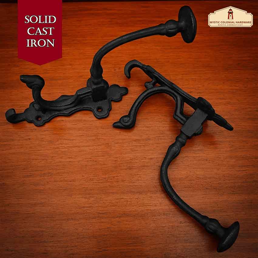 Fancy Victorian Cast Iron Wall Hook - Set of 2 - Medieval Collectibles