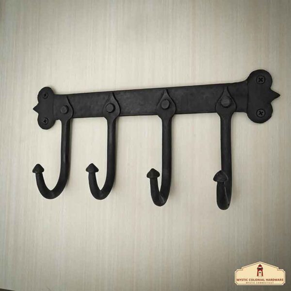 Rustic Cast Iron Wall Hook - 4 Hooks