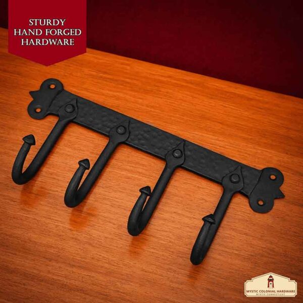 Rustic Cast Iron Wall Hook - 4 Hooks