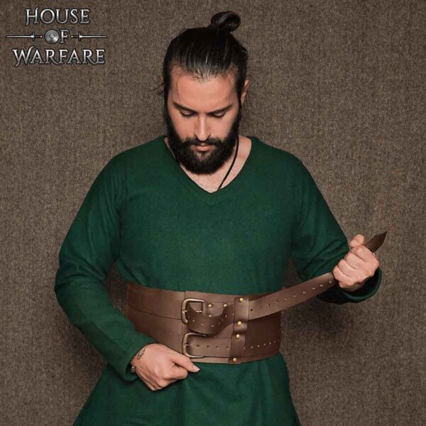 Wide Medieval Waist Belt - Brown