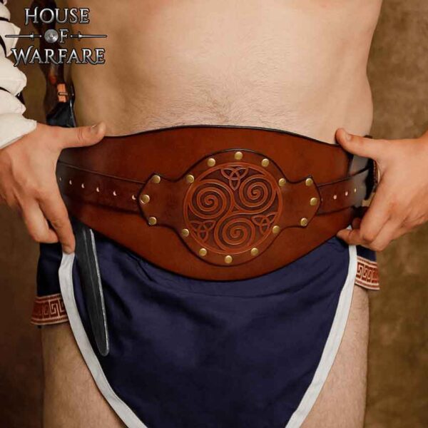 Celtic Warrior Wide Waist Belt - Brown