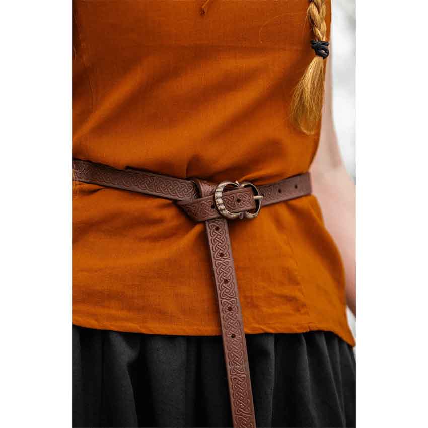 Merle Celtic Leather Belt - Light Brown