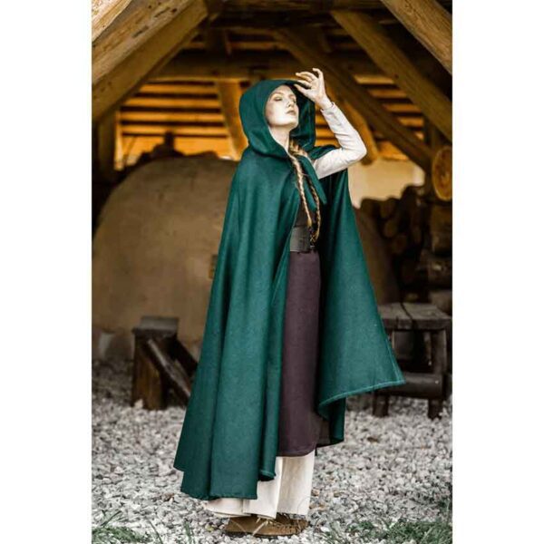 Elinor Classic Medieval Cloak - Green