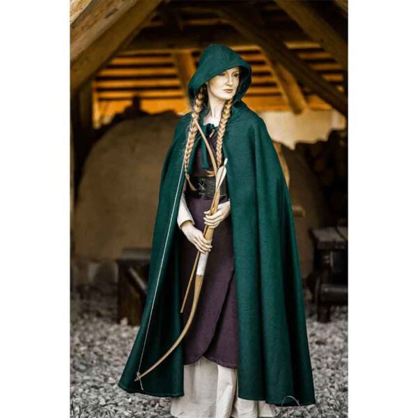 Elinor Classic Medieval Cloak - Green