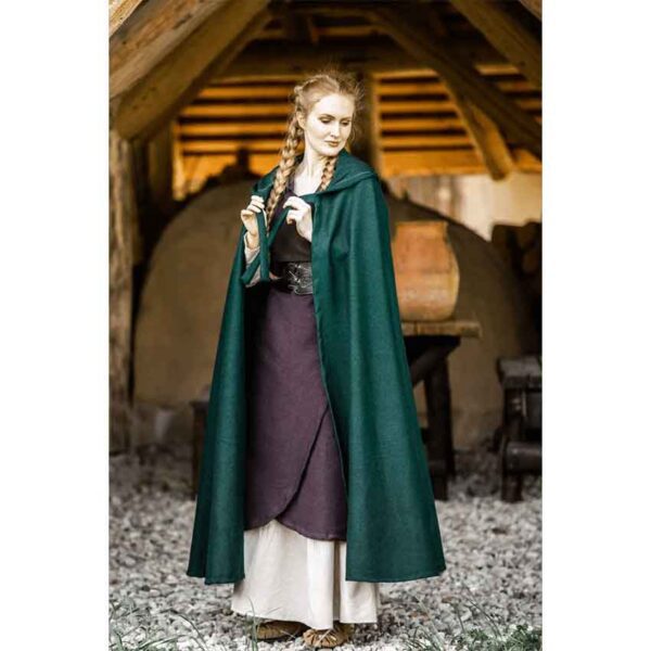 Elinor Classic Medieval Cloak - Green