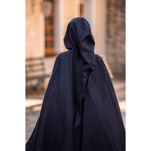 Alma Embroidered Wool Cloak - Blue