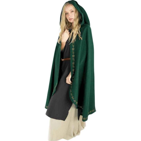 Asidis Hand Embroidered Wool Cloak - Green