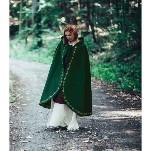 Asidis Hand Embroidered Wool Cloak - Green