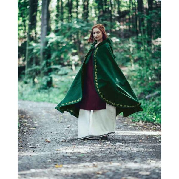 Asidis Hand Embroidered Wool Cloak - Green