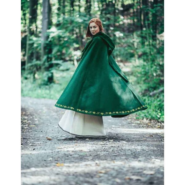 Asidis Hand Embroidered Wool Cloak - Green