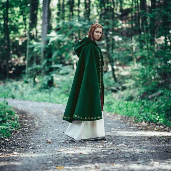 Asidis Hand Embroidered Wool Cloak - Green