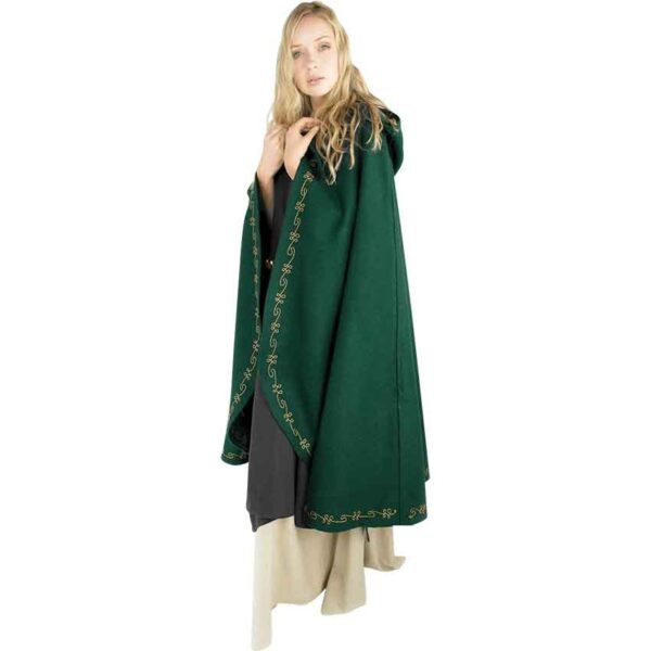 Asidis Hand Embroidered Wool Cloak - Green