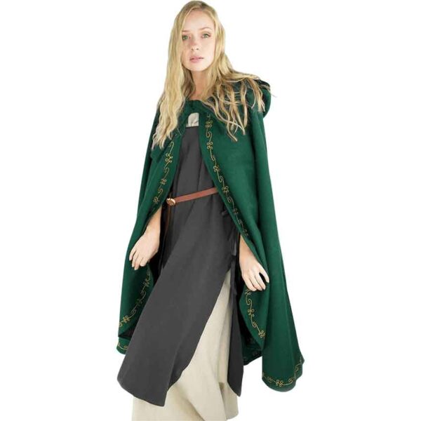 Asidis Hand Embroidered Wool Cloak - Green