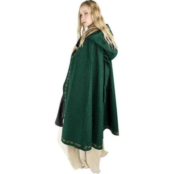 Asidis Hand Embroidered Wool Cloak - Green