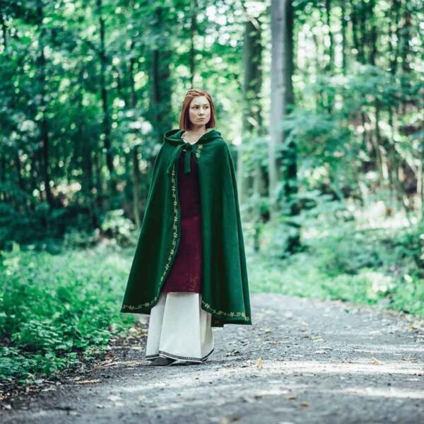 Asidis Hand Embroidered Wool Cloak - Green