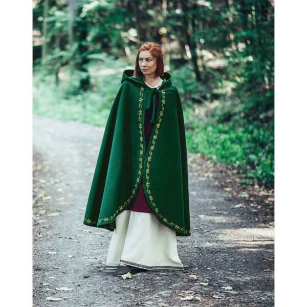 Asidis Hand Embroidered Wool Cloak - Green