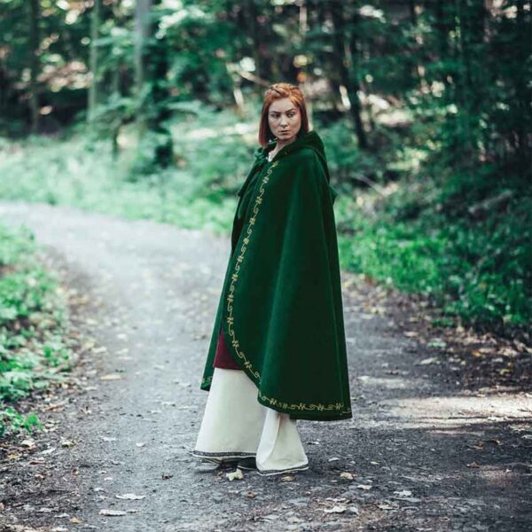 Asidis Hand Embroidered Wool Cloak - Green