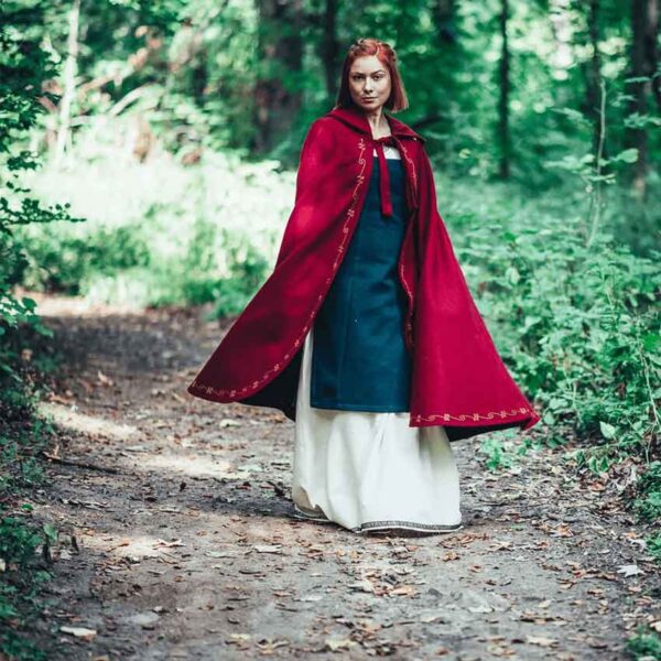 Asidis Hand Embroidered Wool Cloak - Red