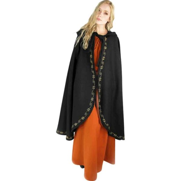 Asidis Hand Embroidered Wool Cloak - Black