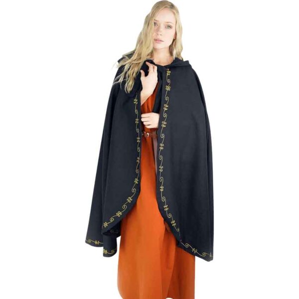 Asidis Hand Embroidered Wool Cloak - Black