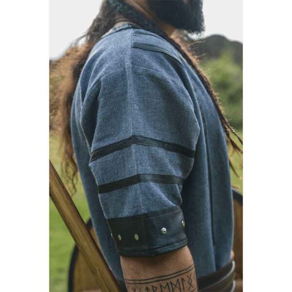 Rollo Leather Trim Viking Tunic - Blue-Grey