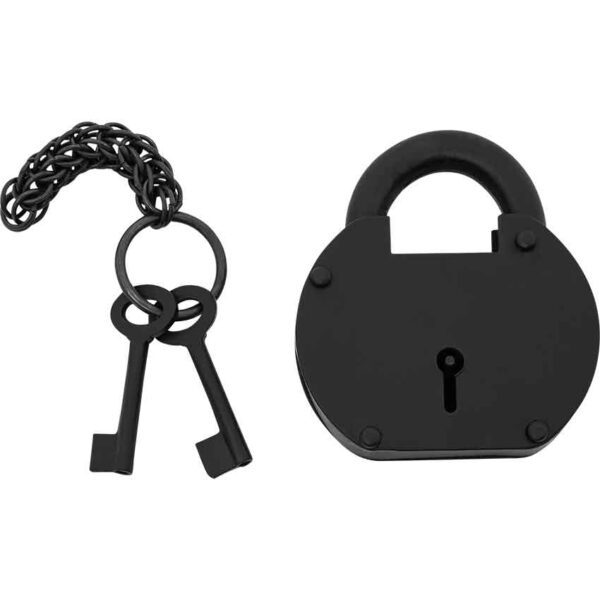 Pirate Hand-Forged Iron Padlock with Keys