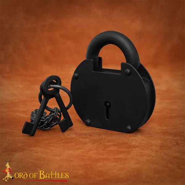 Pirate Hand-Forged Iron Padlock with Keys