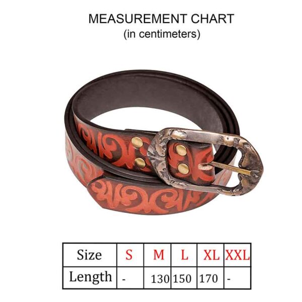 Medieval Scrollwork Leather Belt - Brown