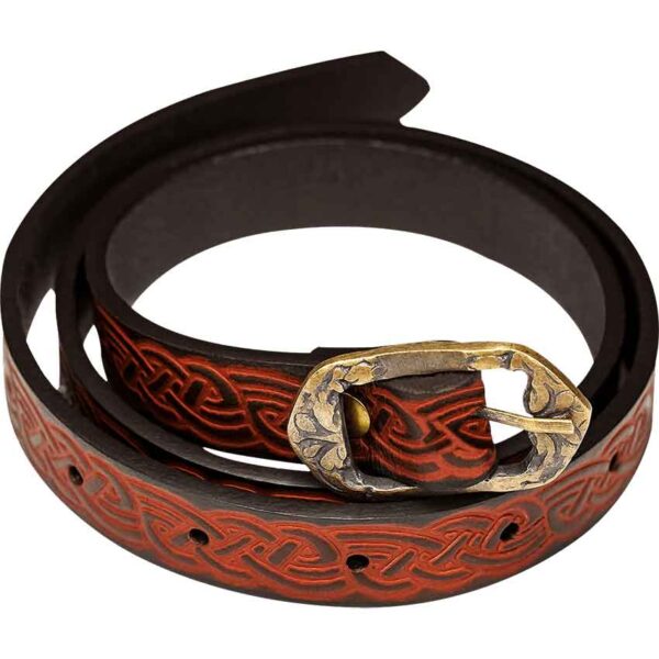 Celtic Knotwork Leather Belt - Brown