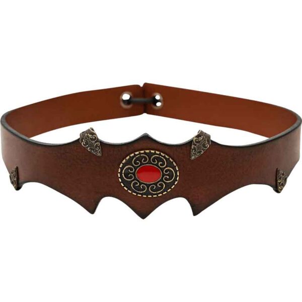 Fantasy Princely Leather Headband - Brown