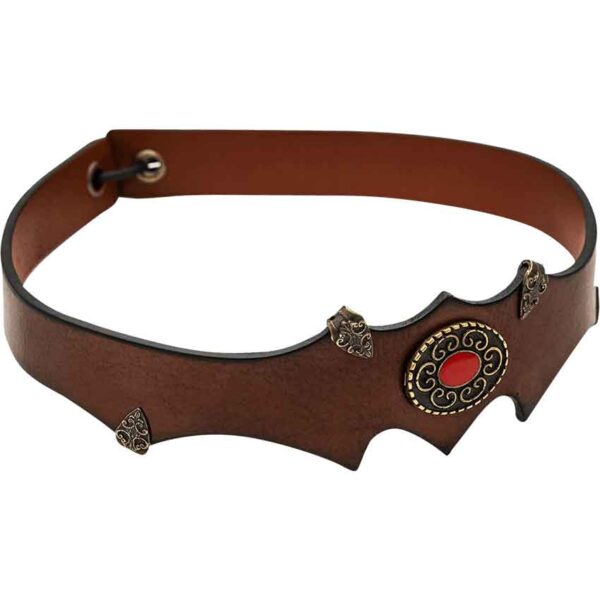 Fantasy Princely Leather Headband - Brown