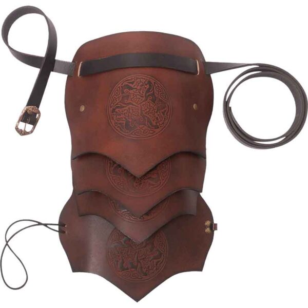 Celtic Horse Leather Pauldron - Brown