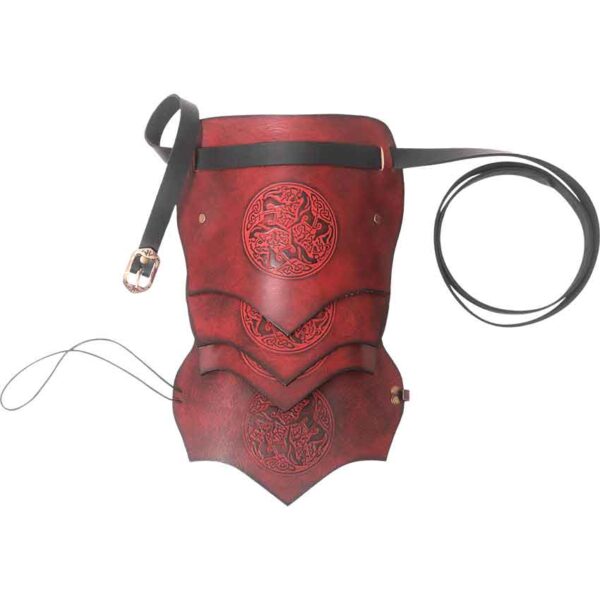 Celtic Horse Leather Pauldron - Maroon