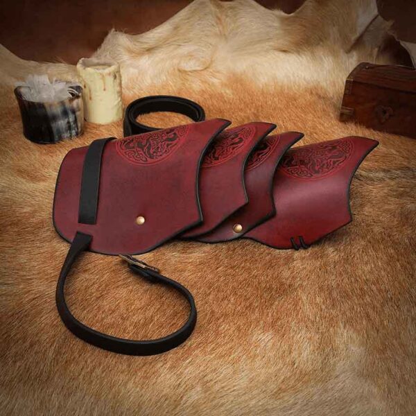 Celtic Horse Leather Pauldron - Maroon