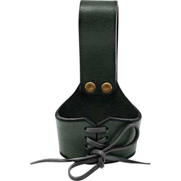 Leather Drinking Horn Holder - Green